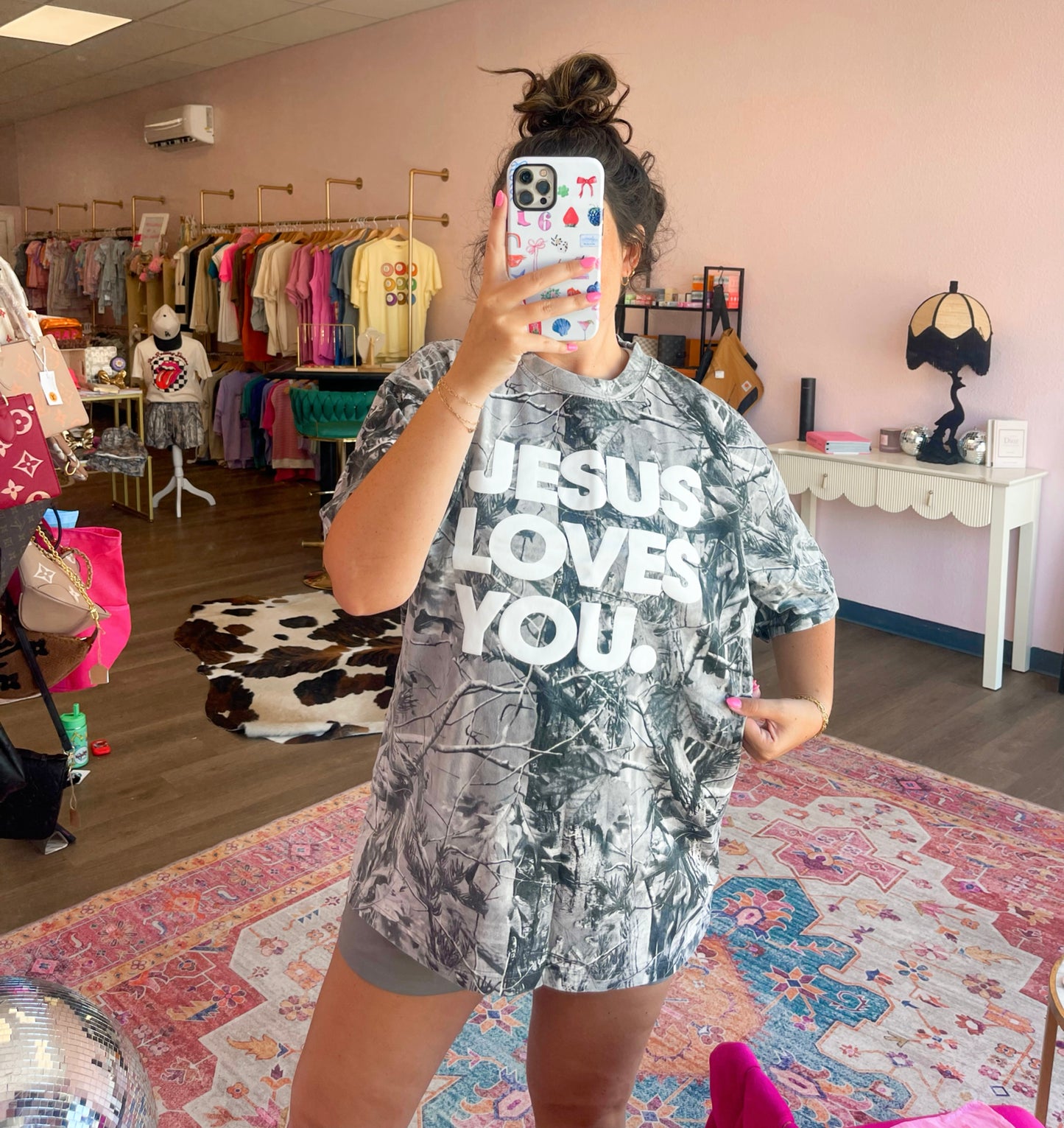 Jesus loves you grey camo tee ☻