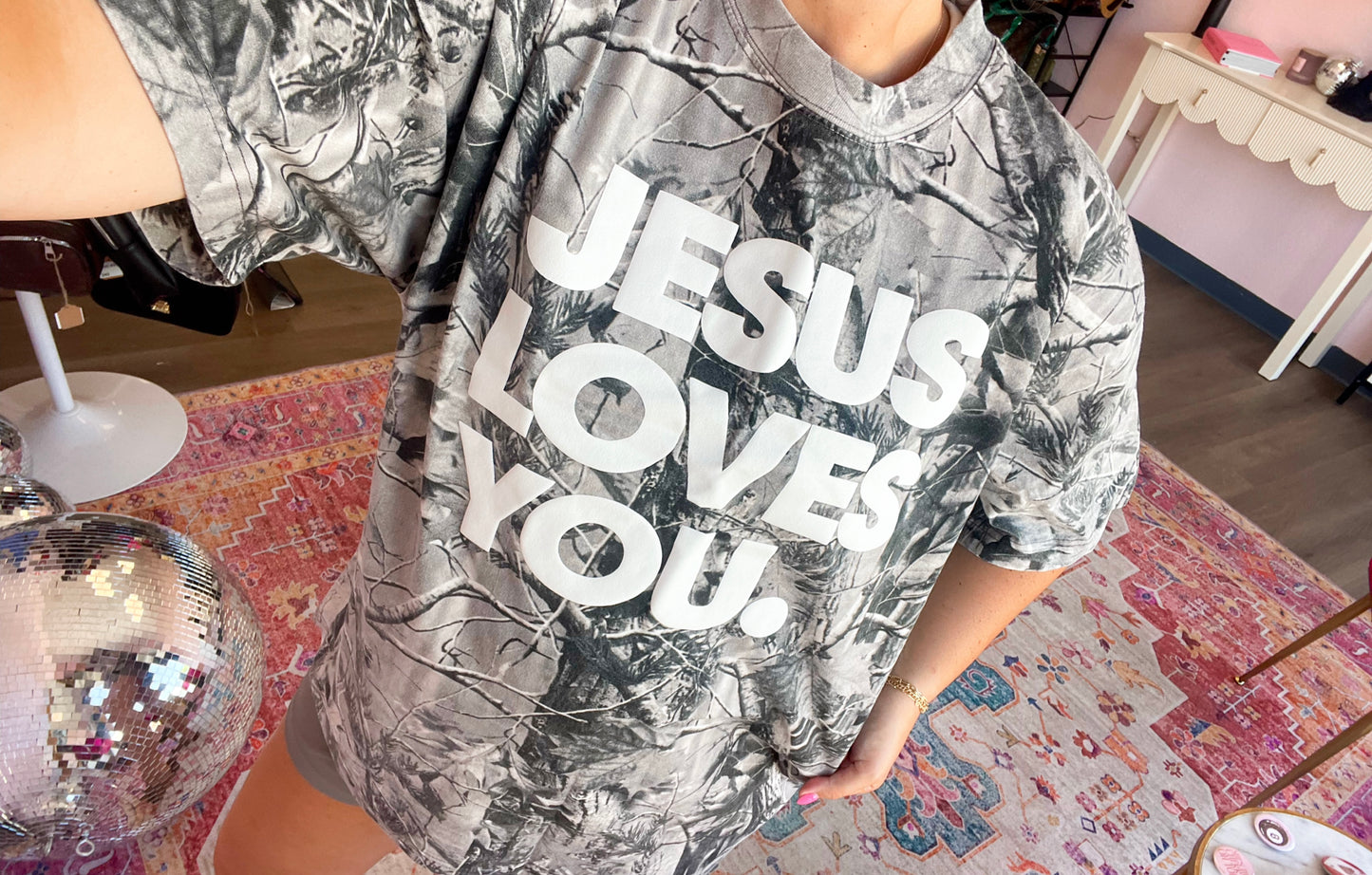Jesus loves you grey camo tee ☻