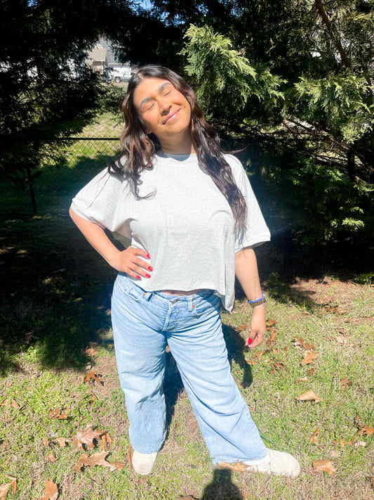 Grey oversized boyfriend tee ☻