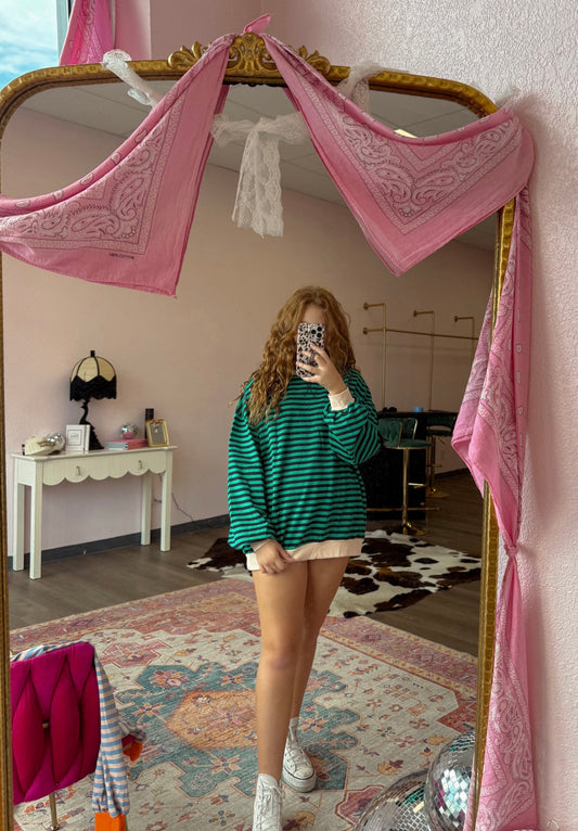 Tan/ green stripe pullover ☻