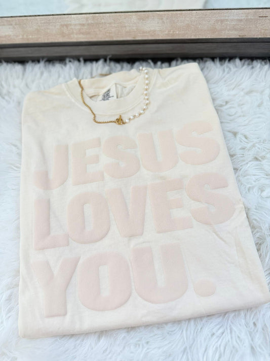 Jesus loves you puff graphic tee ☻ {comfort colors}